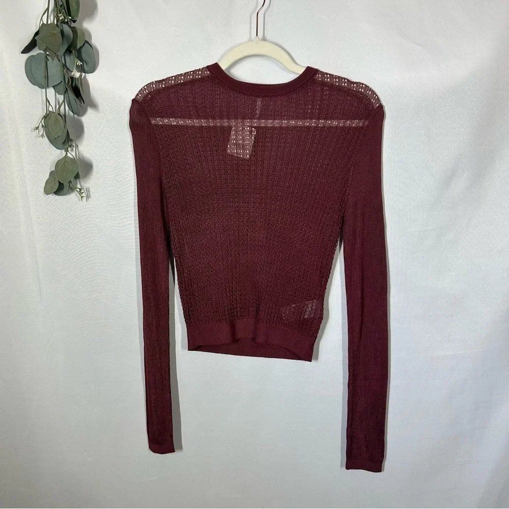 NWT Free People | H2O Crew Pullover Long Sleeve Maroon 100% Viscose Size XS